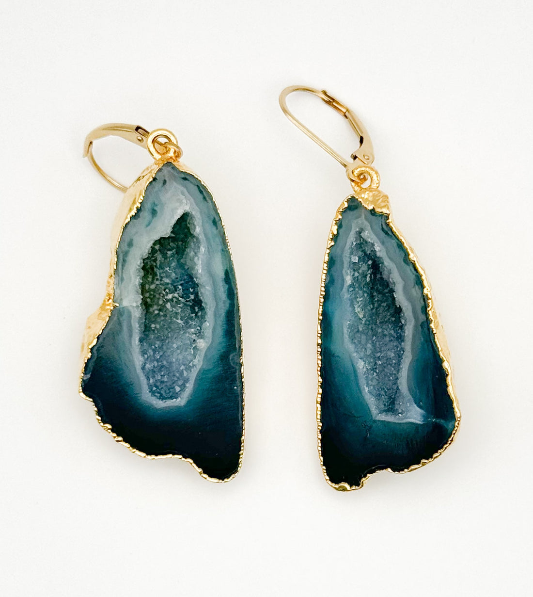 Blue Ombre Sparkle Geode Earrings