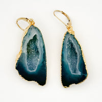 Blue Ombre Sparkle Geode Earrings