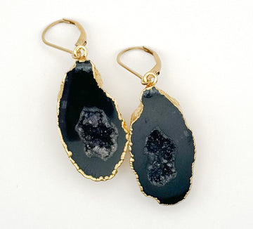 Midnight Ember Geode Earrings