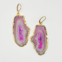 Cotton Candy Strata Geode Earrings