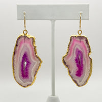 Cotton Candy Strata Geode Earrings