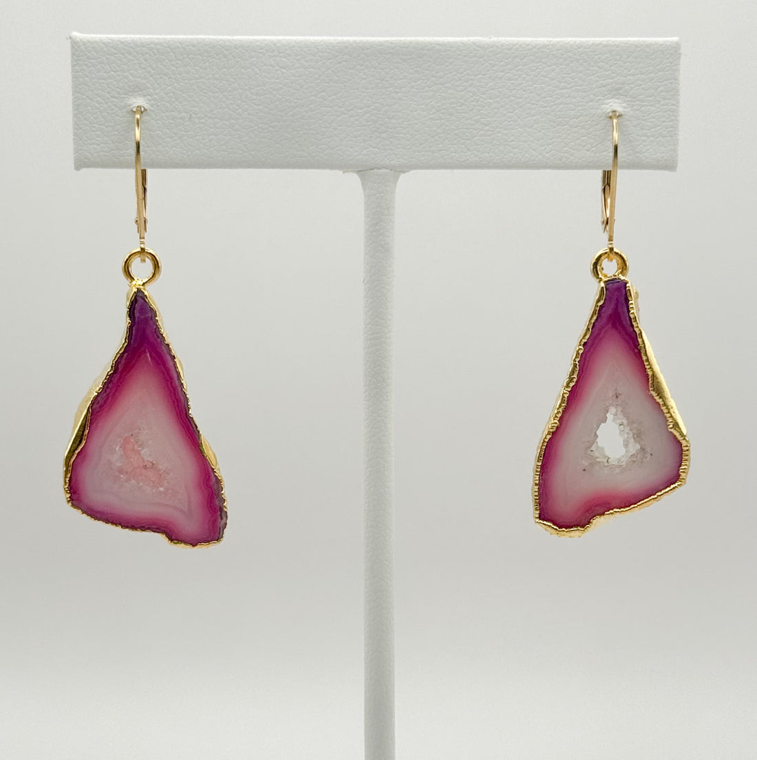 Pink Beach Geode Earrings