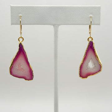 Pink Beach Geode Earrings