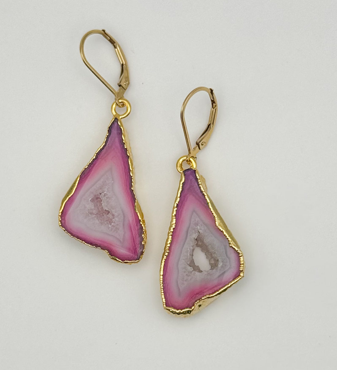 Pink Beach Geode Earrings