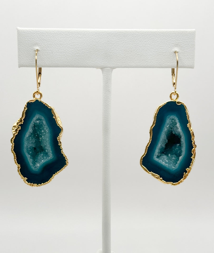 Emerald Dreams Geode Earrings