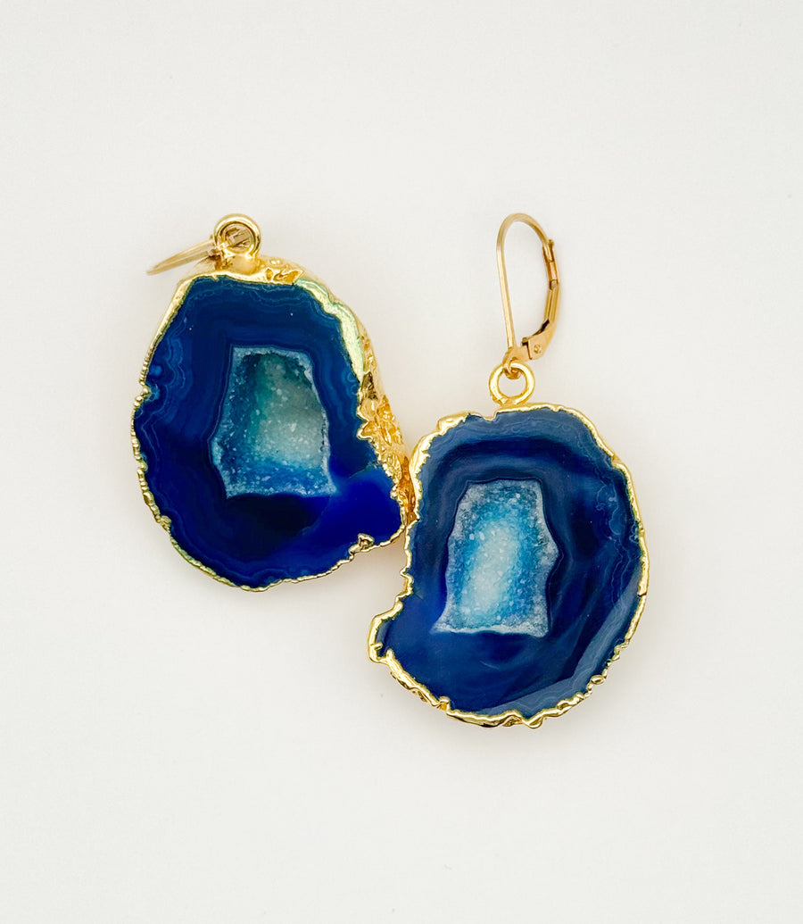 Cerulean Sea Geode Earrings