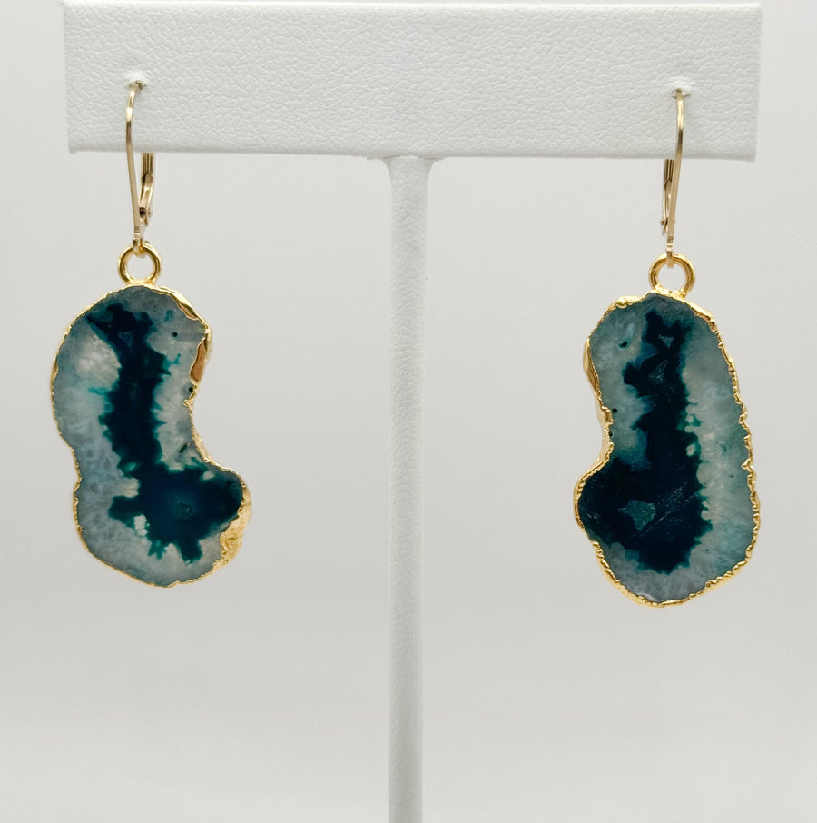 Evergreen Glow Geode Earrings