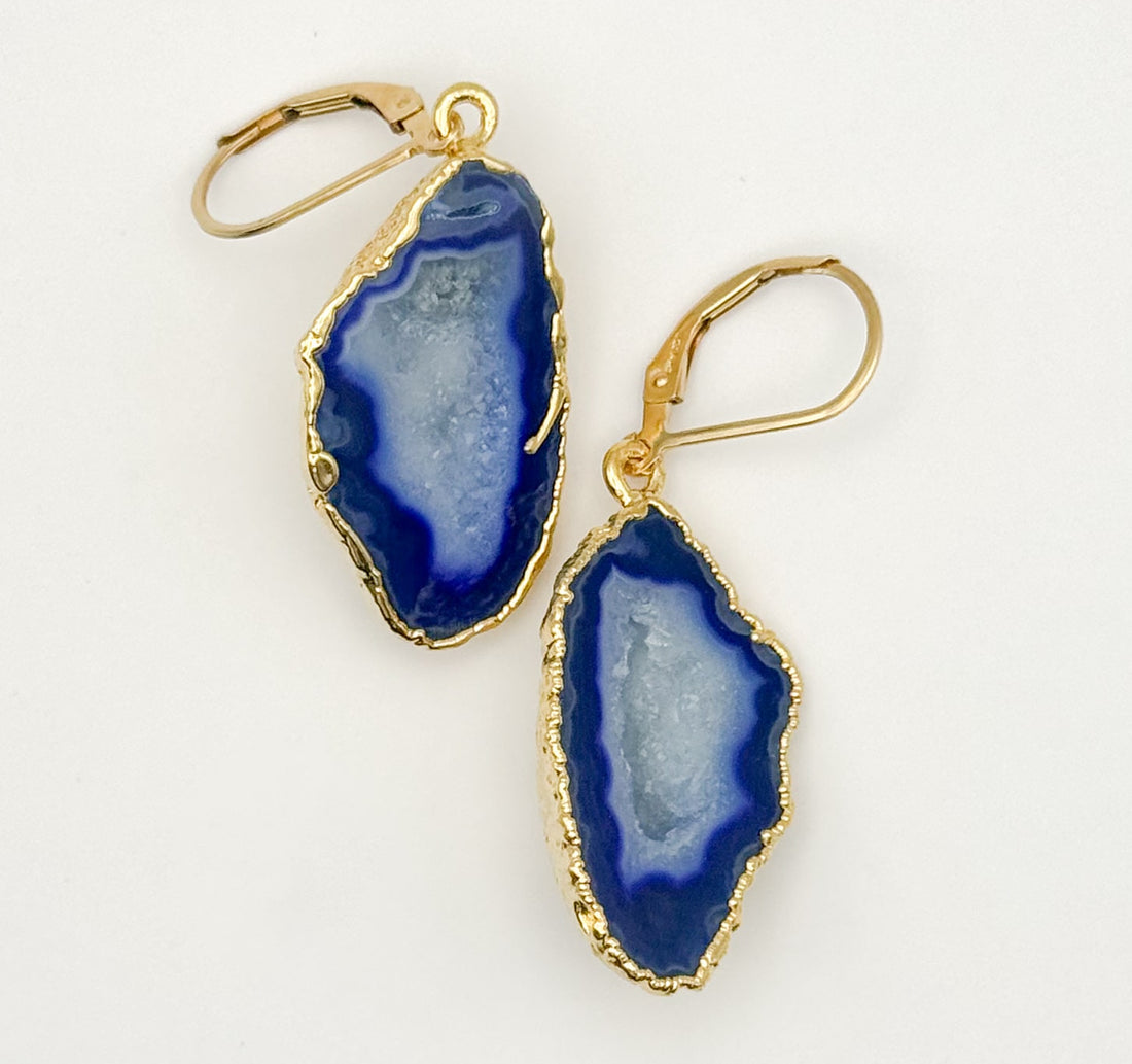 Blue Lagoon Geode Earrings