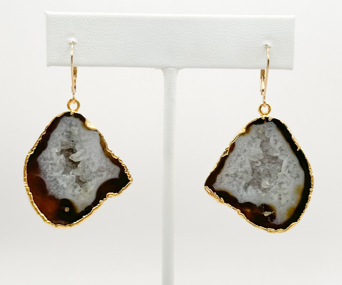 Subtle Sandstone Geode Earrings