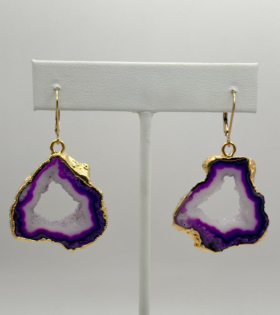 Purple Dusk Geode Earrings