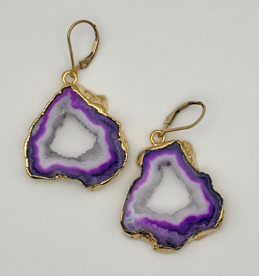 Purple Dusk Geode Earrings