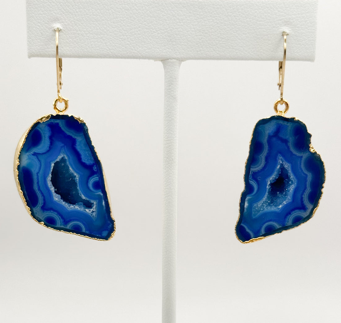 Blue Mist Geode Earrings