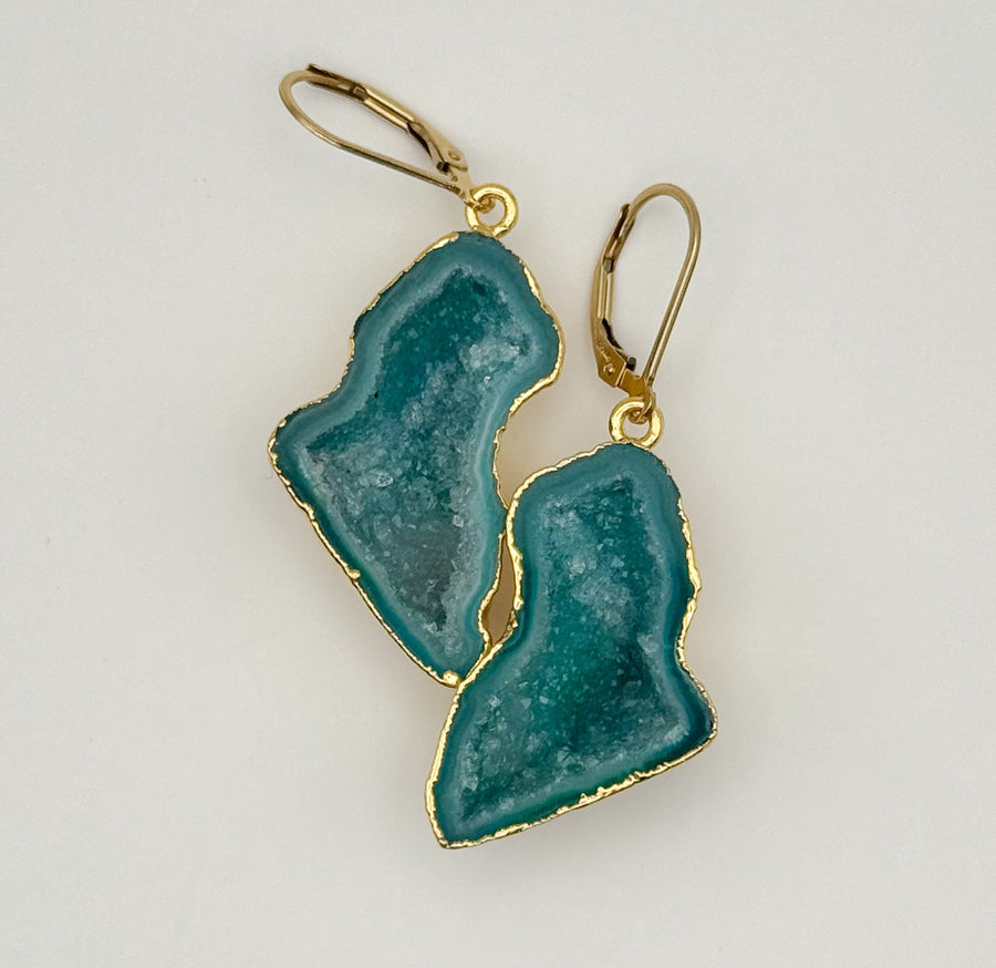 The Grass Is Greener Geode Earrings