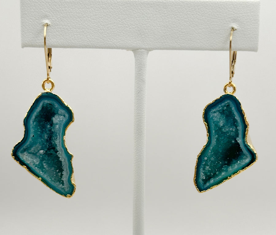 The Grass Is Greener Geode Earrings