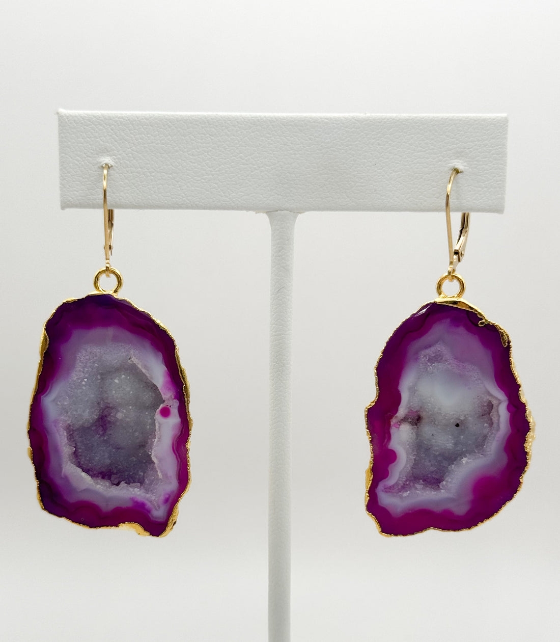 Blushing Blossom Geode Earrings