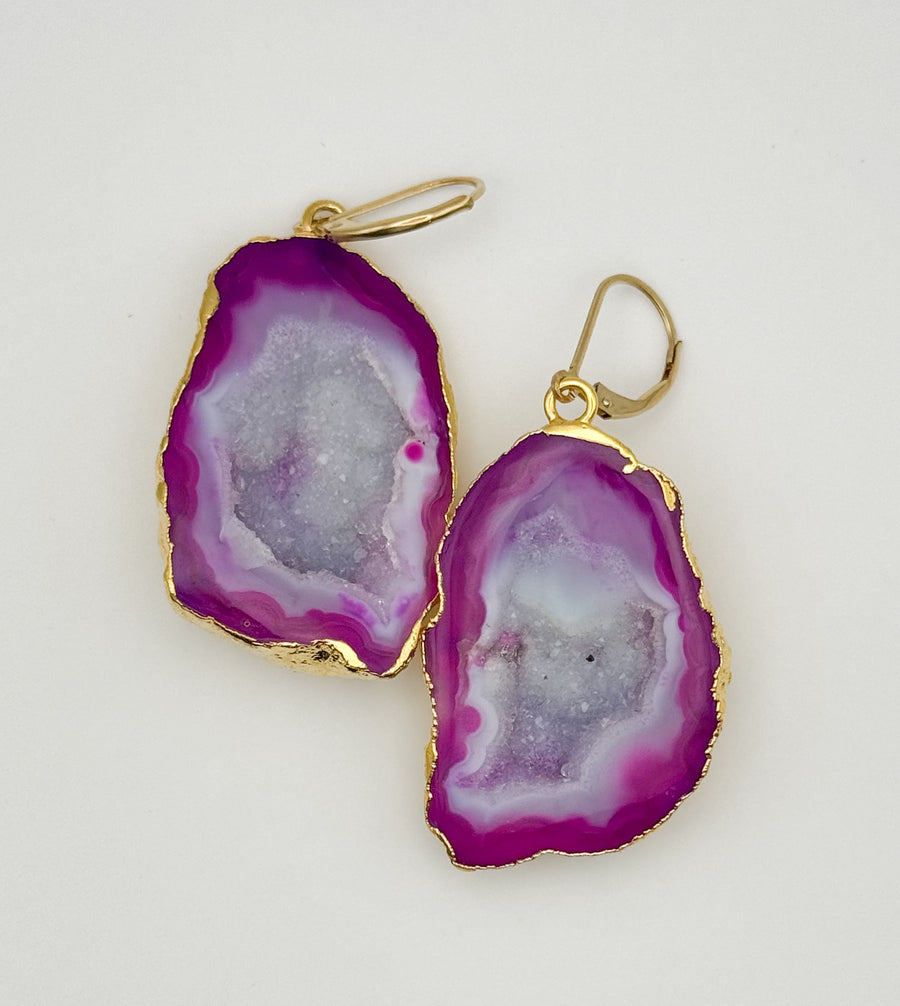 Blushing Blossom Geode Earrings