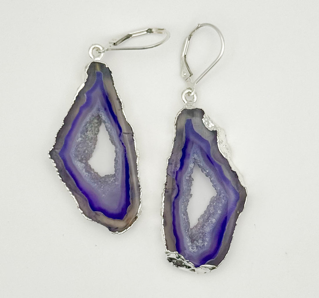 Enchanted Lavender Geode Earrings