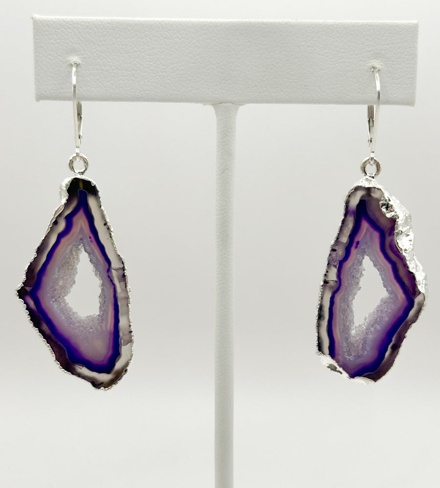 Enchanted Lavender Geode Earrings