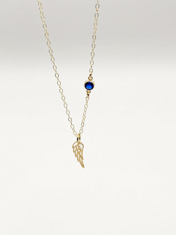 Angel Wing Memorial Birthstone Necklace