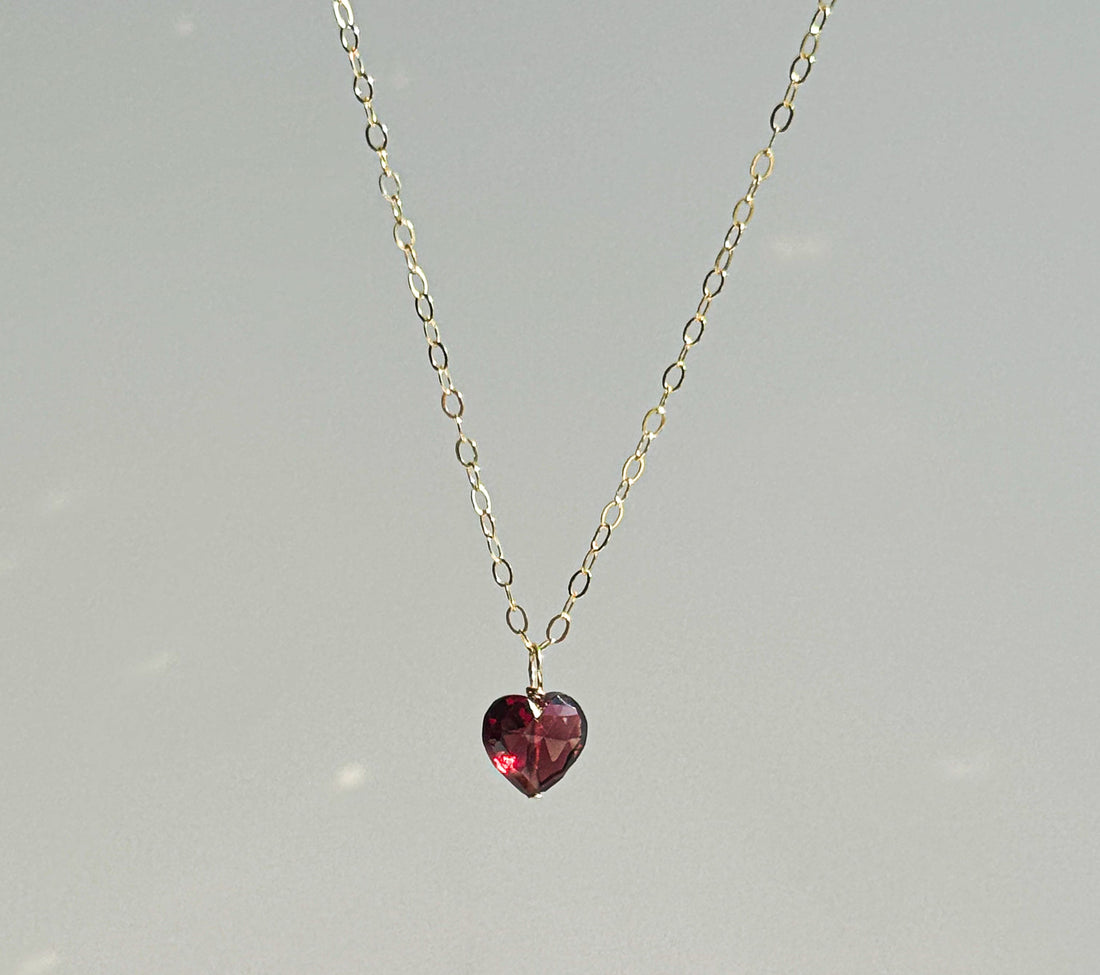 Heartfire Dainty Garnet Necklace