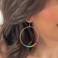 Vibrant Visions Ombre Rainbow Hammered Hoops