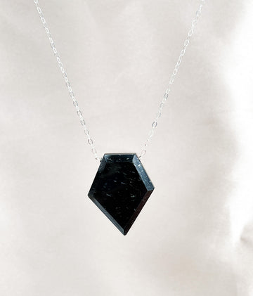 Black Tourmaline Shield Necklace