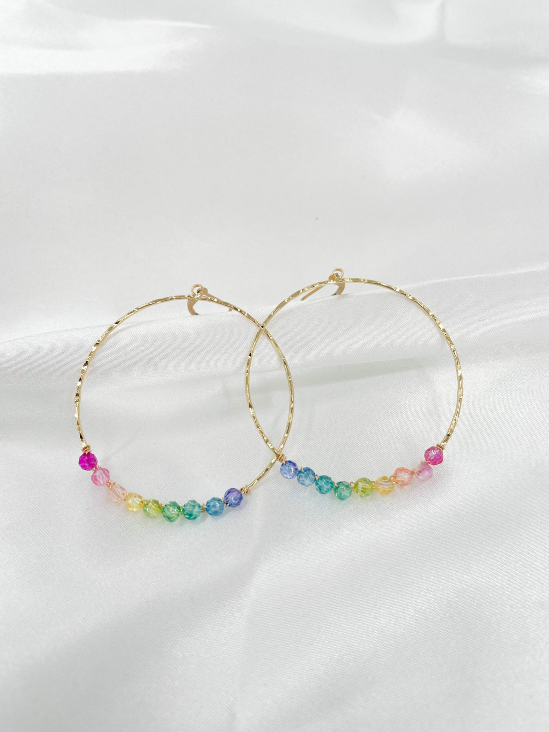Vibrant Visions Ombre Rainbow Hammered Hoops