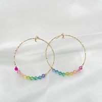 Vibrant Visions Ombre Rainbow Hammered Hoops