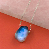 Raw Rainbow Moonstone Healing Necklace