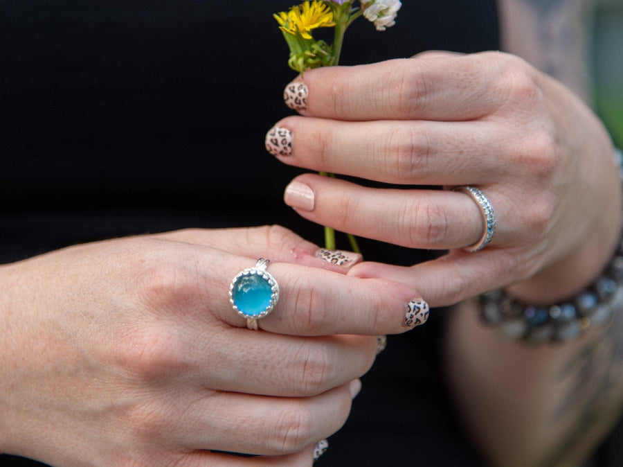 Engagement Ring Vibrant Spirit Ring Scuba Blue Crystal PANDORA