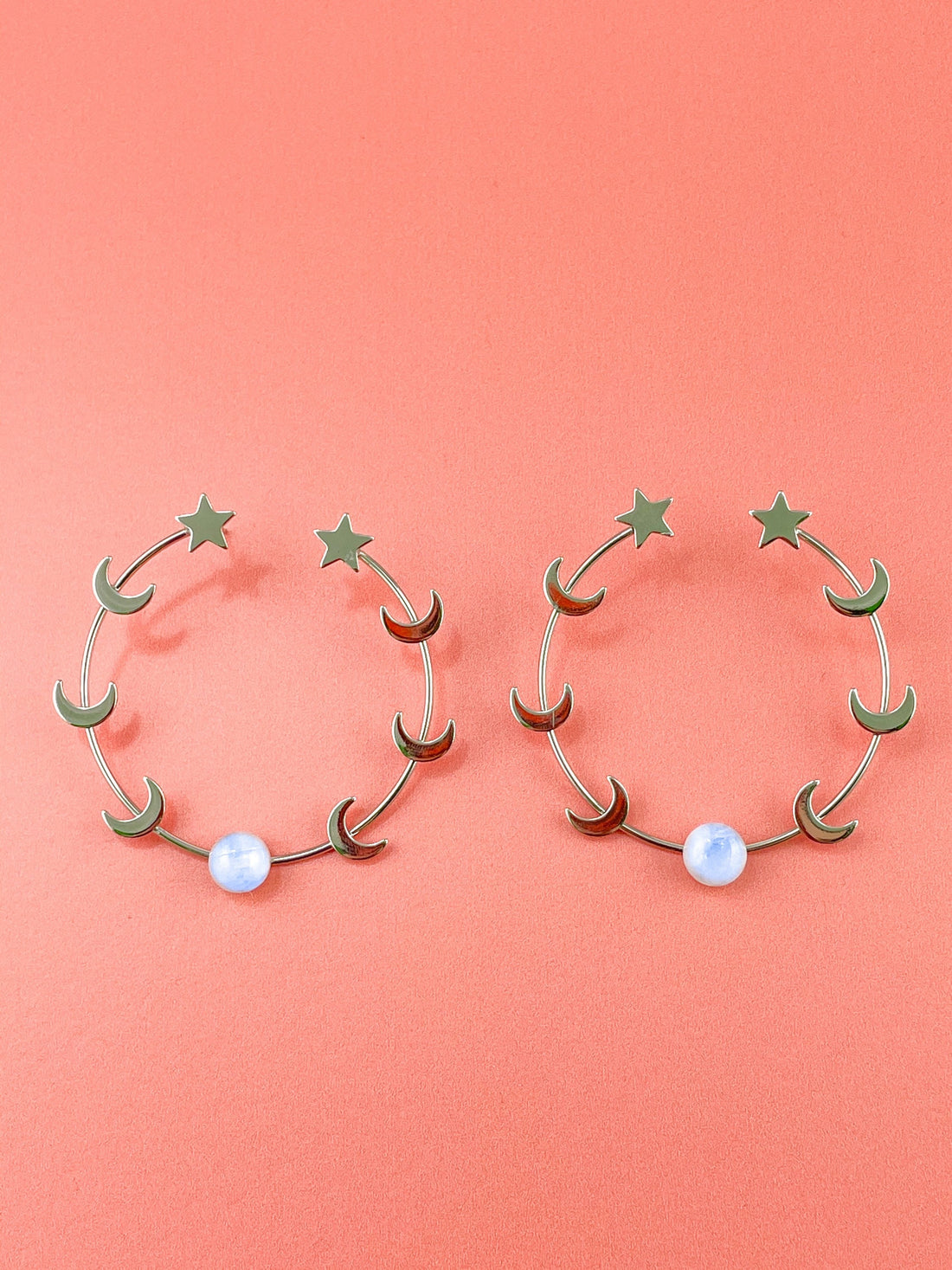 Celestial Moonstone Hoop Earrings