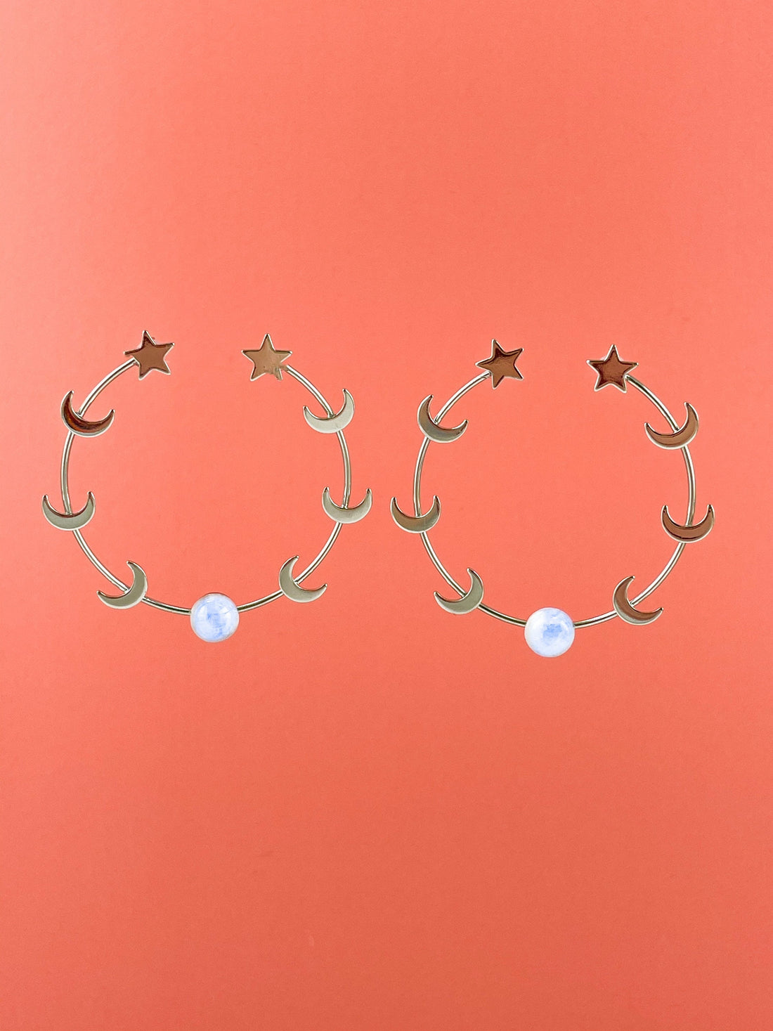 Celestial Moonstone Hoop Earrings