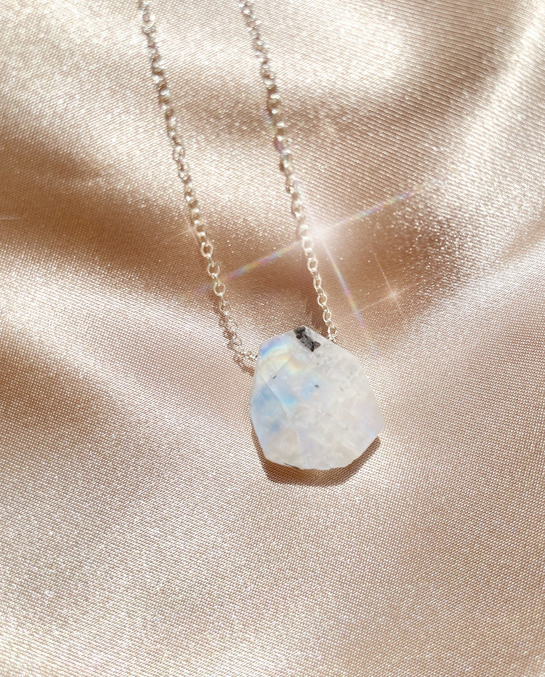 Raw Rainbow Moonstone Healing Necklace