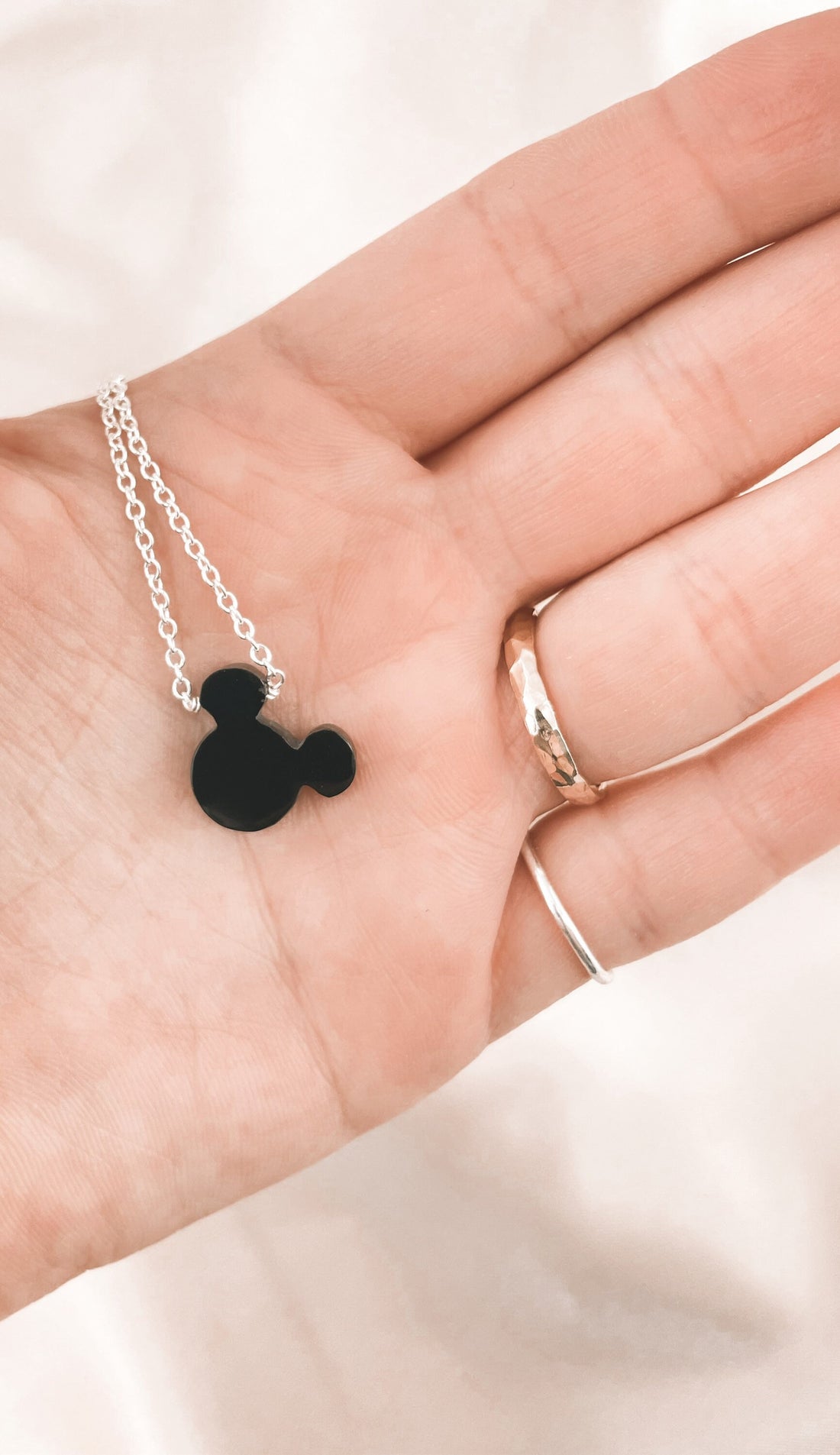 Mickey Mouse Shaped Black Onyx Crystal Healing Necklace