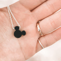 Mickey Mouse Shaped Black Onyx Crystal Healing Necklace