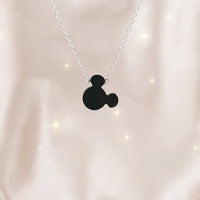 Mickey Mouse Shaped Black Onyx Crystal Healing Necklace