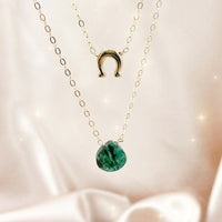 Lady Luck Double Layer Jade and Horseshoe Necklace