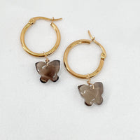 Smoky Quartz Butterfly Hoops