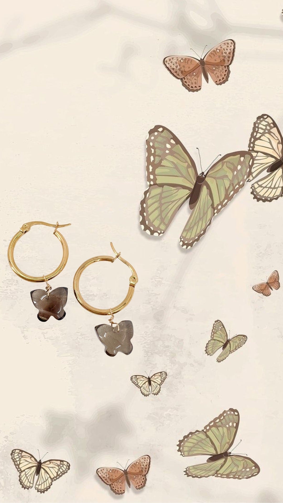 Smoky Quartz Butterfly Hoops